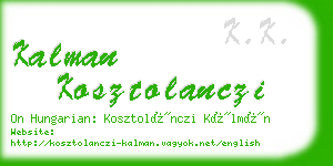 kalman kosztolanczi business card